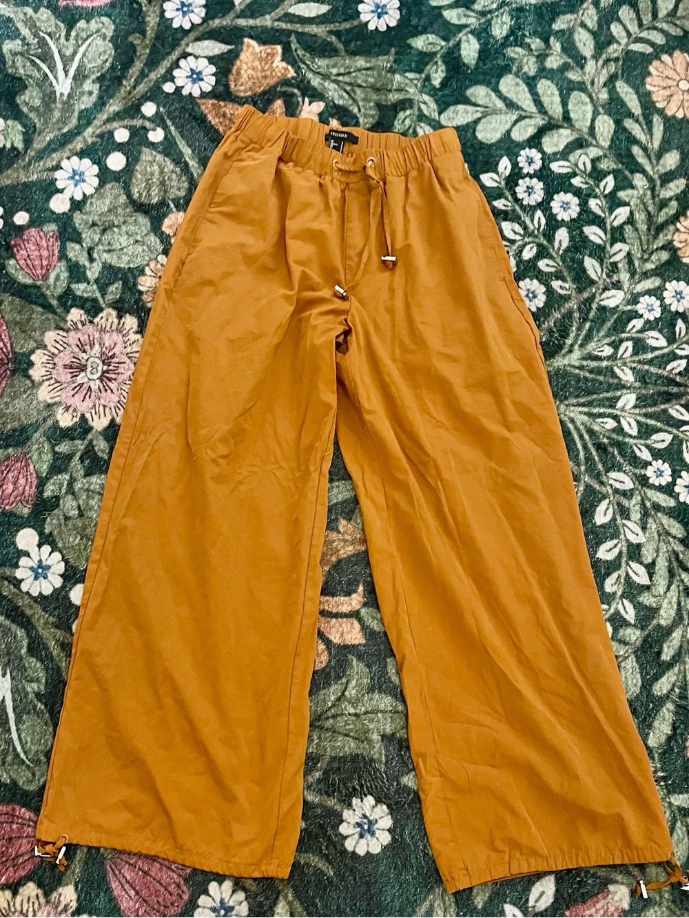 Wide-Leg Drawstring Pants – Mustard Brown